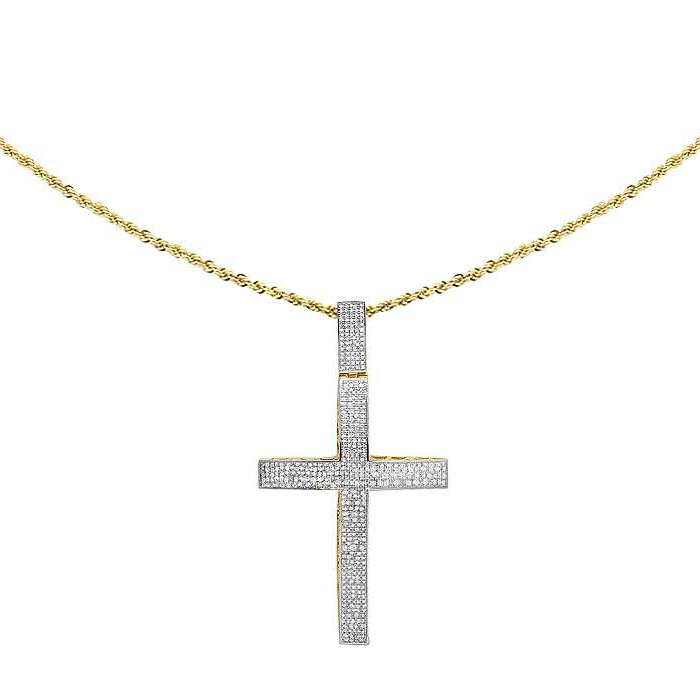 2.5 Inch 10K Lab Grown Diamond Dome Cross Charm