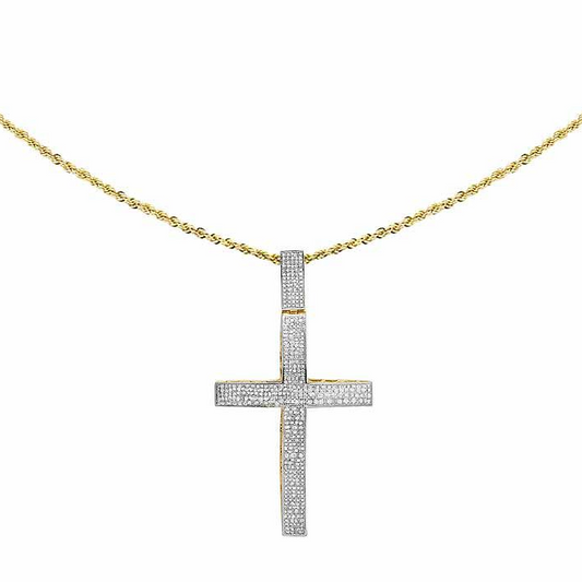 2.5 Inch 10K Lab Grown Diamond Dome Cross Charm
