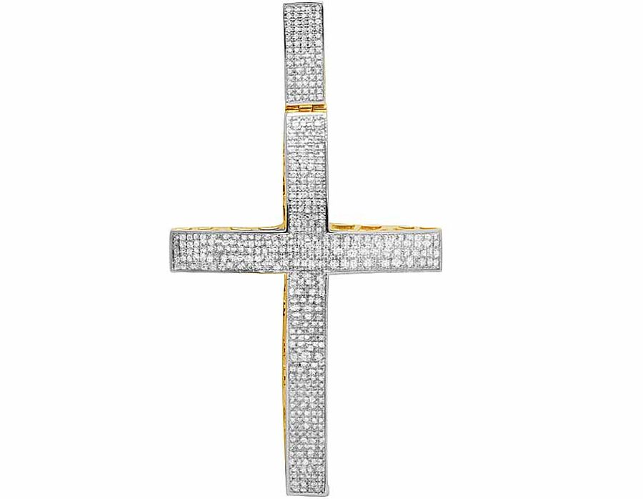 2.5 Inch 10K Lab Grown Diamond Dome Cross Charm