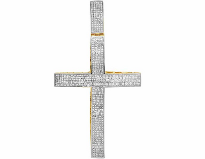 2.5 Inch 10K Lab Grown Diamond Dome Cross Charm