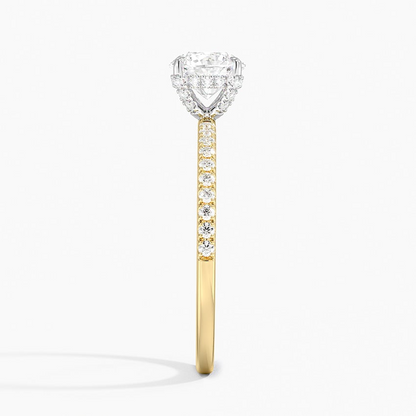 3/4Ct Round Lab Grown Diamond Gold Half Coverage Engagement Ring