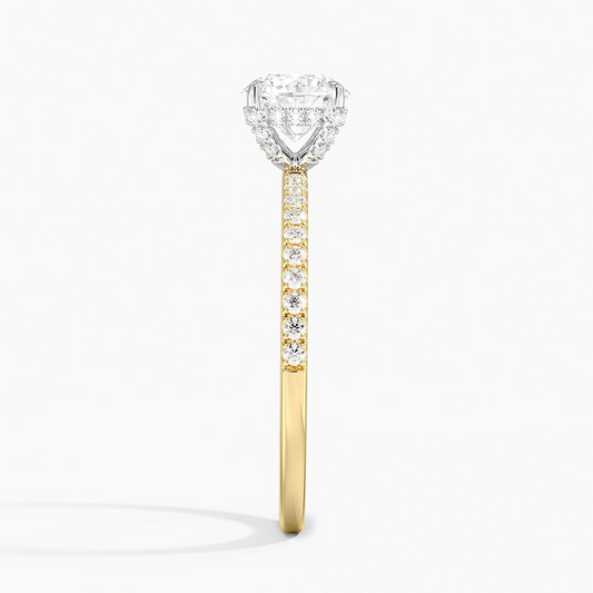 3/4Ct Round Lab Grown Diamond Gold Half Coverage Engagement Ring