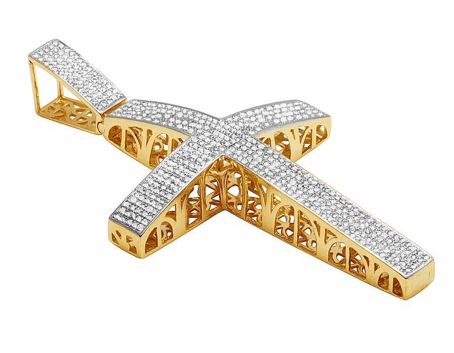 2.5 Inch 10K Lab Grown Diamond Dome Cross Charm