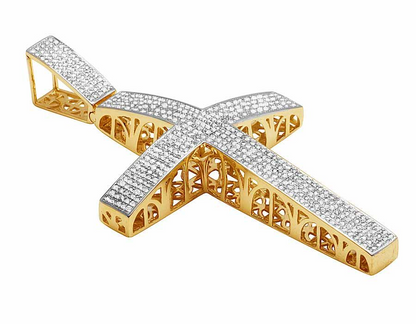 2.5 Inch 10K Lab Grown Diamond Dome Cross Charm