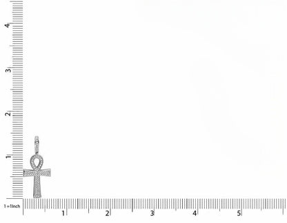 10K White Gold Ankh Cross Lab Grown Diamond Pendant