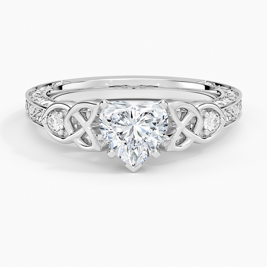 1Ct Heart Lab Grown Diamond Milgrain Unique Engagement Ring