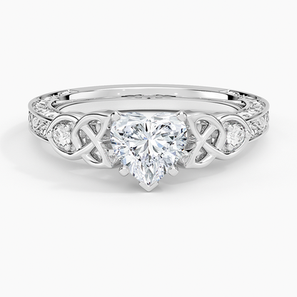 1Ct Heart Lab Grown Diamond Milgrain Unique Engagement Ring
