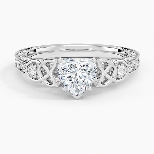 1Ct Heart Lab Grown Diamond Milgrain Unique Engagement Ring