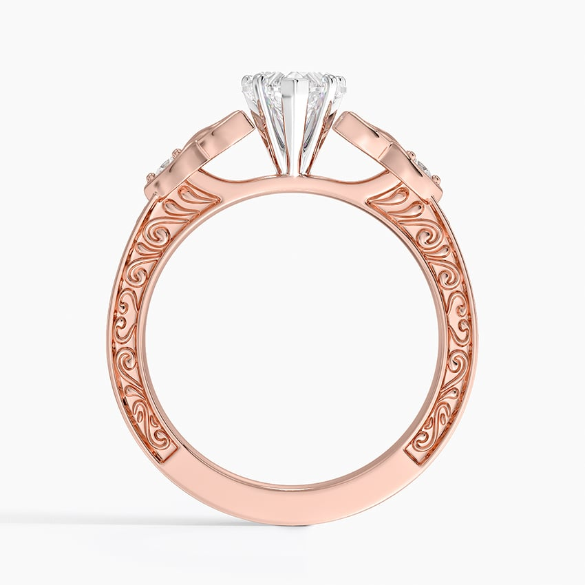 1Ct Heart Lab Grown Diamond Milgrain Unique Engagement Ring