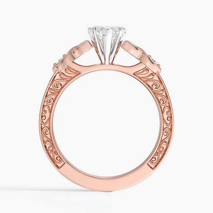 1Ct Heart Lab Grown Diamond Milgrain Unique Engagement Ring