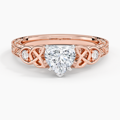 1Ct Heart Lab Grown Diamond Milgrain Unique Engagement Ring