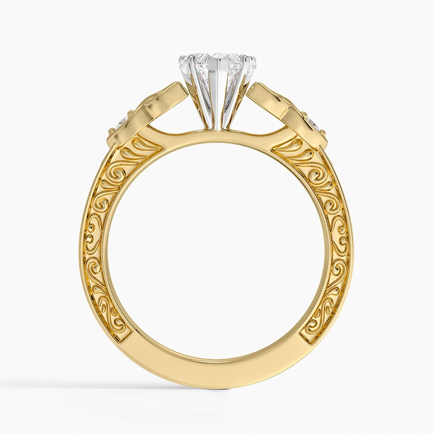 1Ct Heart Lab Grown Diamond Milgrain Unique Engagement Ring