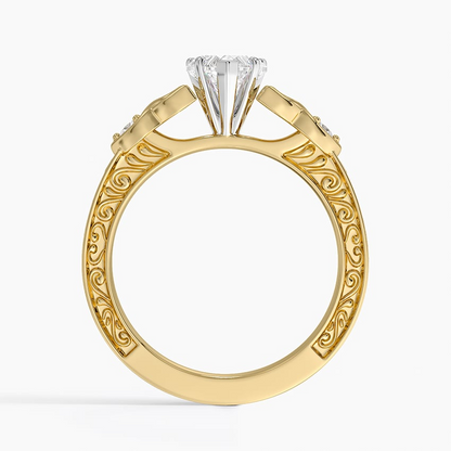 1Ct Heart Lab Grown Diamond Milgrain Unique Engagement Ring