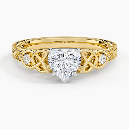 1Ct Heart Lab Grown Diamond Milgrain Unique Engagement Ring