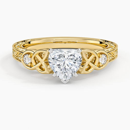 1Ct Heart Lab Grown Diamond Milgrain Unique Engagement Ring