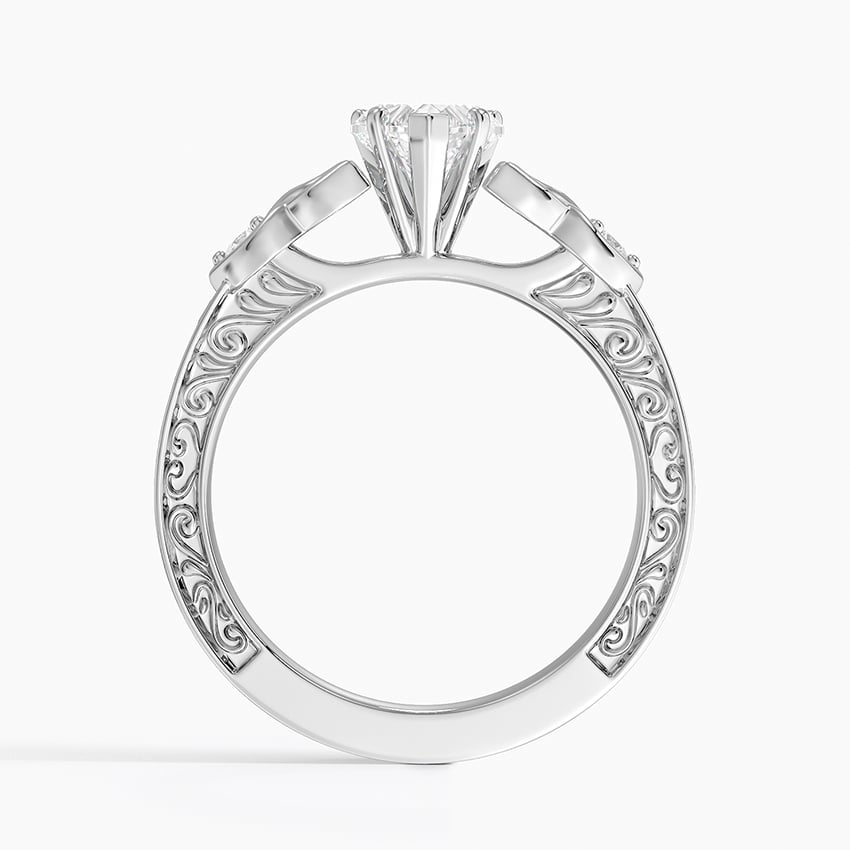 1Ct Heart Lab Grown Diamond Milgrain Unique Engagement Ring