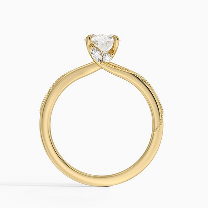 11/4Ct Oval Lab Grown Diamond Gold Milgrain Solitaire ring