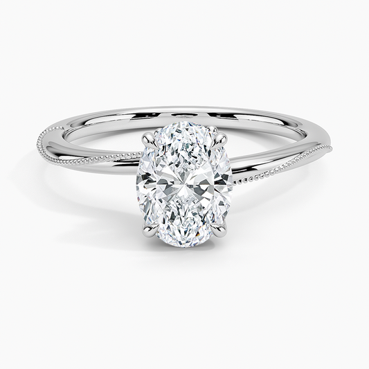 11/4Ct Oval Lab Grown Diamond Gold Milgrain Solitaire ring