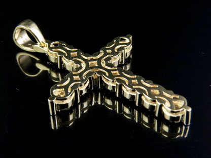10K Lab Grown Diamond 1.8 Inch Cluster Cross Pendant