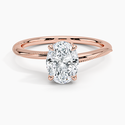 11/4Ct Oval Lab Grown Diamond Gold Milgrain Solitaire ring