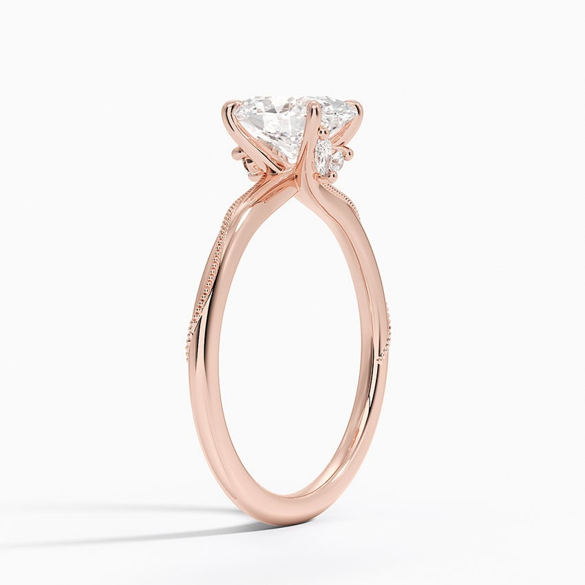 11/4Ct Oval Lab Grown Diamond Gold Milgrain Solitaire ring