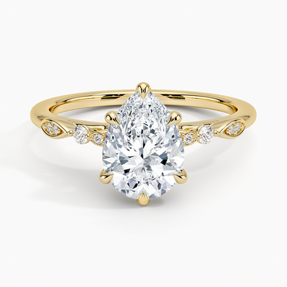 11-2ct Pear Lab Grown Diamond Gold One Quater Coverage Engagement Ring