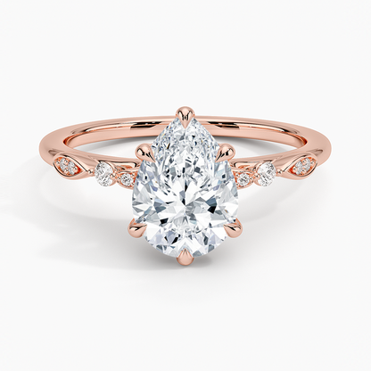 11-2ct Pear Lab Grown Diamond Gold One Quater Coverage Engagement Ring