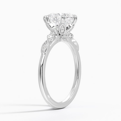 11-2ct Pear Lab Grown Diamond Gold One Quater Coverage Engagement Ring
