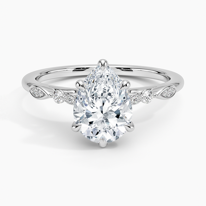 11-2ct Pear Lab Grown Diamond Gold One Quater Coverage Engagement Ring