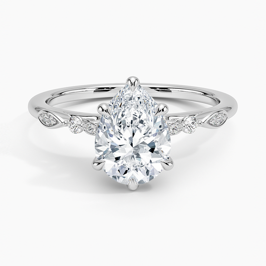 11-2ct Pear Lab Grown Diamond Gold One Quater Coverage Engagement Ring