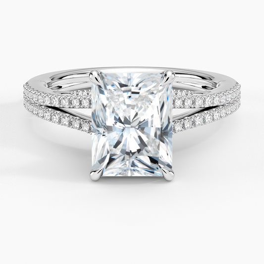 2ct Radiant Lab Grown Diamond Hidden Halo Engagement Ring
