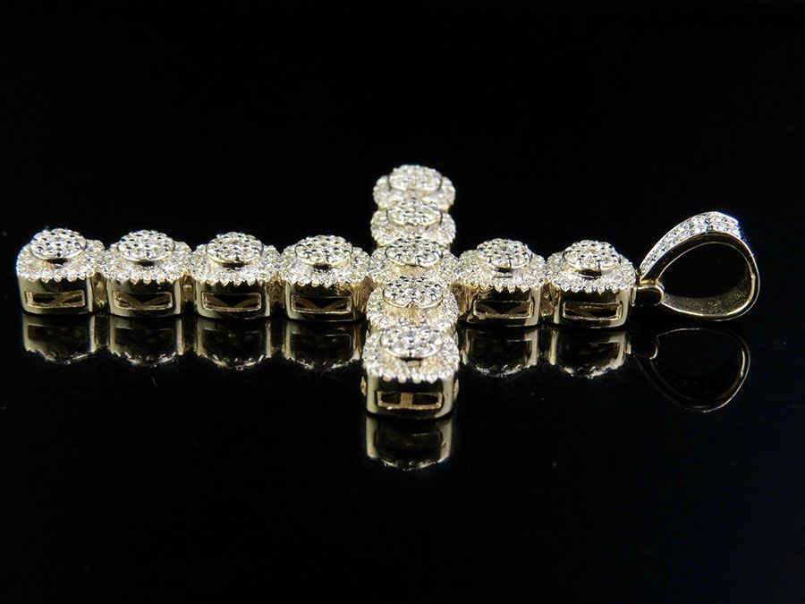 10K Lab Grown Diamond Square Cluster Cross Pendant