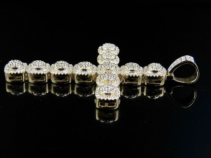 10K Lab Grown Diamond Square Cluster Cross Pendant