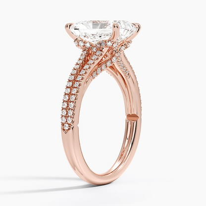 2ct Radiant Lab Grown Diamond Hidden Halo Engagement Ring