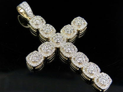 10K Lab Grown Diamond Square Cluster Cross Pendant