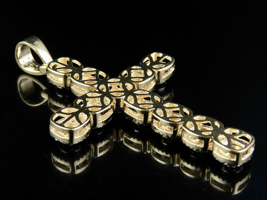 10K Lab Grown Diamond Square Cluster Cross Pendant