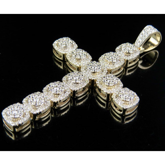 10K Lab Grown Diamond Square Cluster Cross Pendant