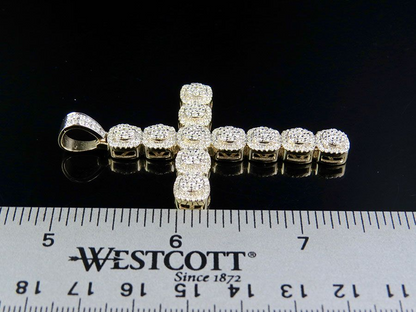 10K Lab Grown Diamond Square Cluster Cross Pendant