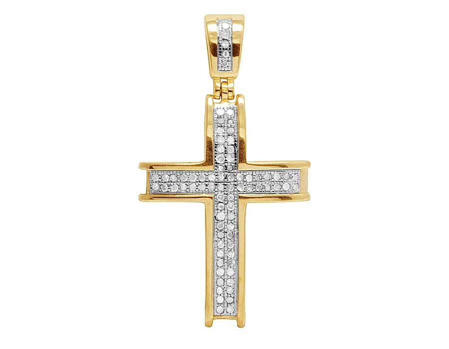 0.25 CTW Lab Grown Diamond 10K Dome Cross Pendant