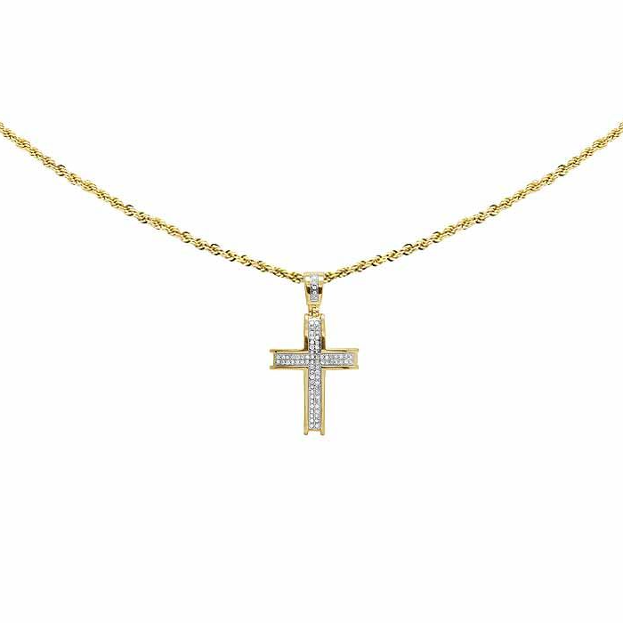 0.25 CTW Lab Grown Diamond 10K Dome Cross Pendant