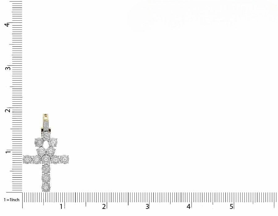 1.75 Inch 14k Lab Grown Diamond Cluster Ankh Cross Pendant