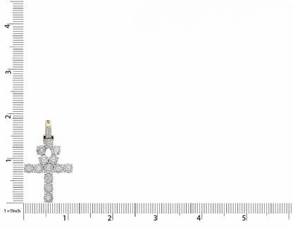 1.75 Inch 14k Lab Grown Diamond Cluster Ankh Cross Pendant