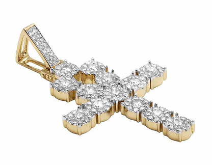 1.75 Inch 14k Lab Grown Diamond Cluster Ankh Cross Pendant