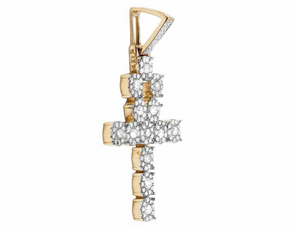 1.75 Inch 14k Lab Grown Diamond Cluster Ankh Cross Pendant