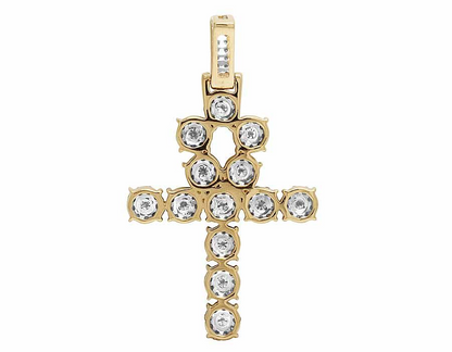 1.75 Inch 14k Lab Grown Diamond Cluster Ankh Cross Pendant