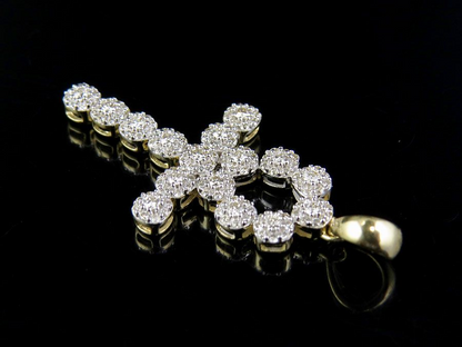 1.5 Inch Lab Grown Diamond Cluster Ankh Cross Pendant
