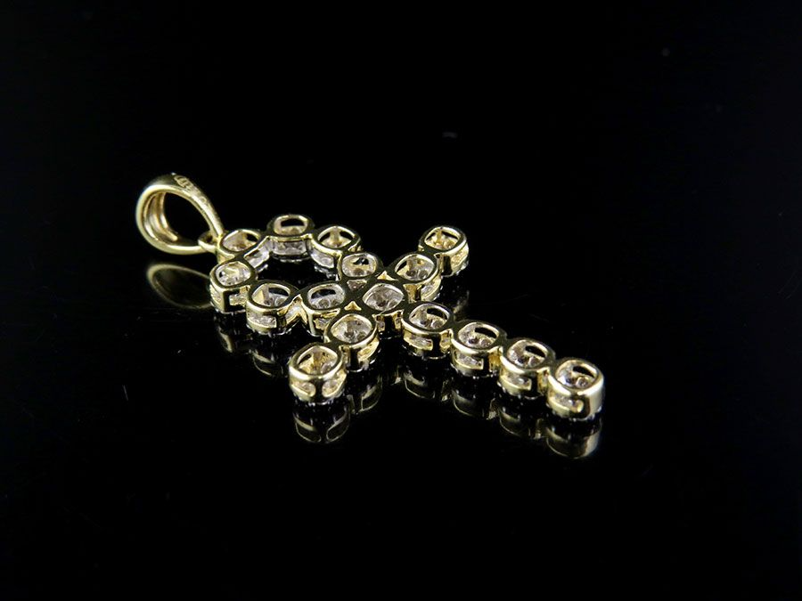 1.5 Inch Lab Grown Diamond Cluster Ankh Cross Pendant