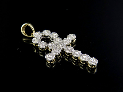 1.5 Inch Lab Grown Diamond Cluster Ankh Cross Pendant
