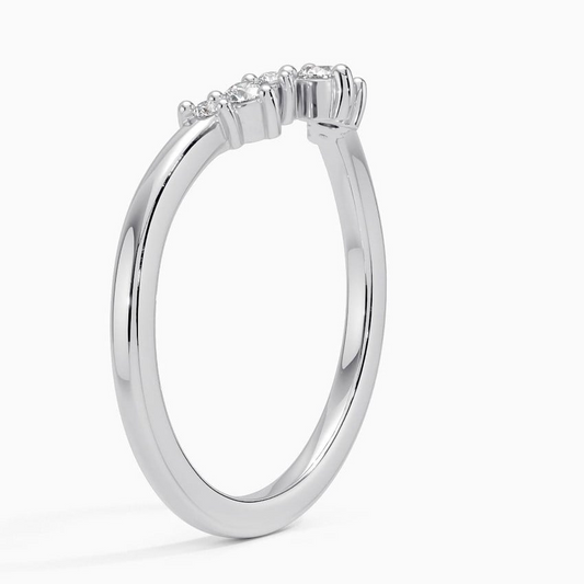 0.11CTW Round Cut Lab Grown Diamond Curved Wedding Band