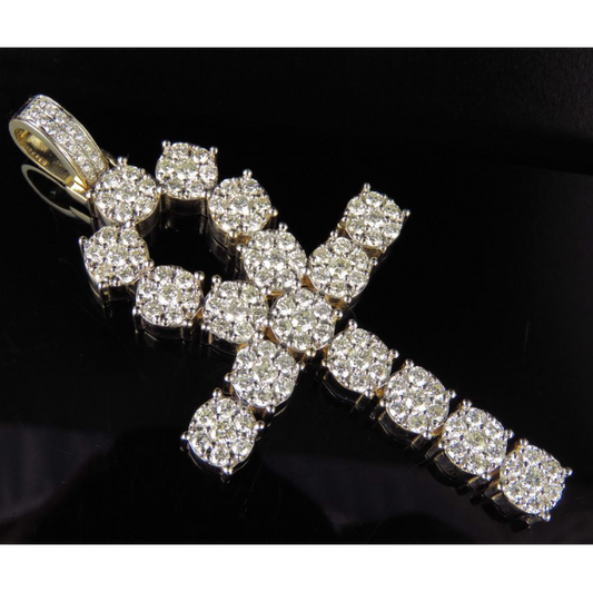 4.7 CTW 10K Lab Grown Diamond Ankh Cross Pendant